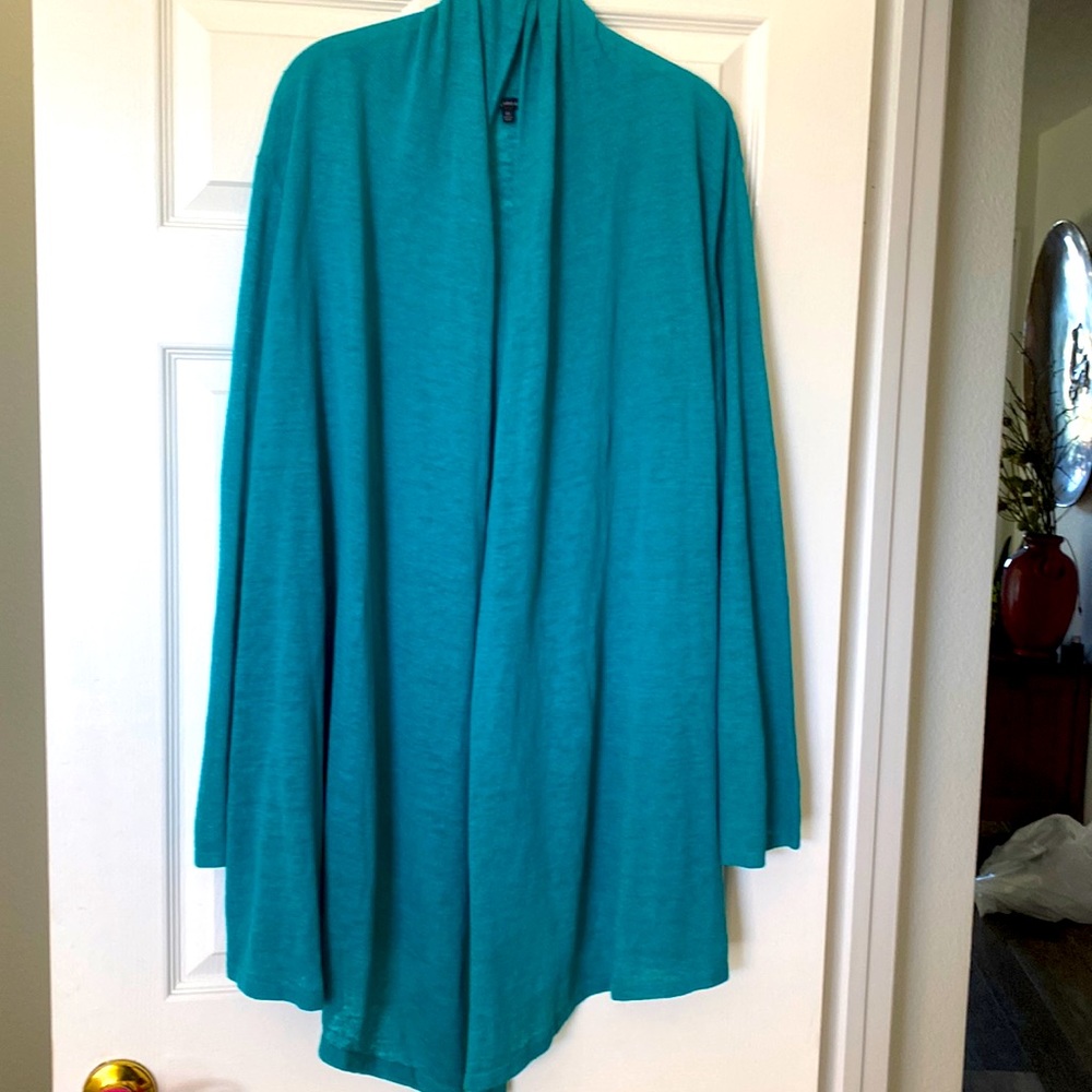 New Anne Klein size 2X open front washable linen mix cardigan